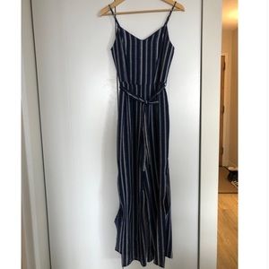 Monteau navy pinstripe jumpsuit